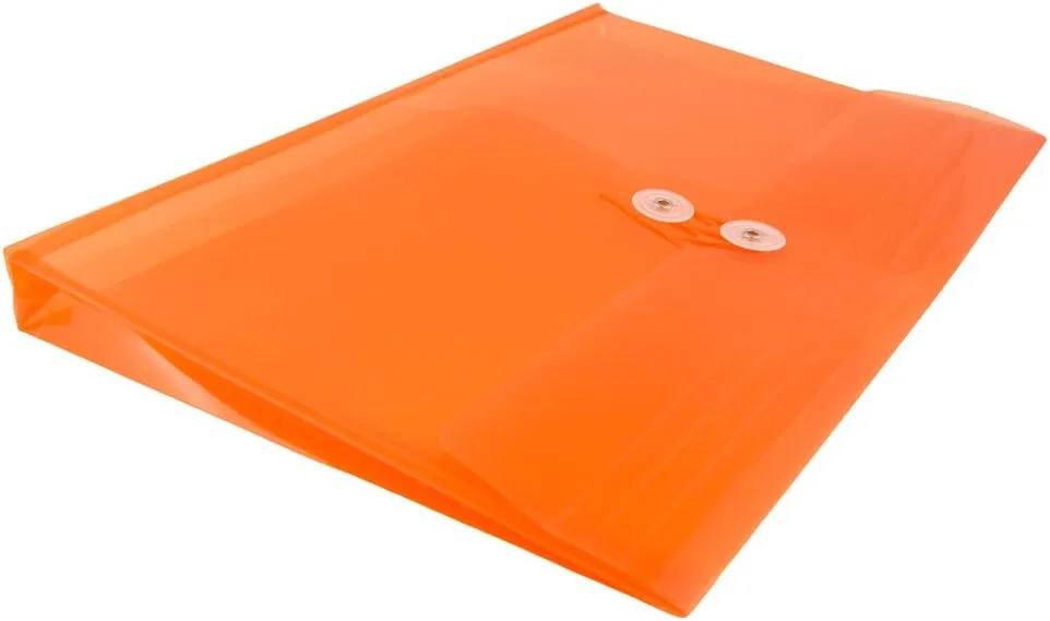 JAM PAPER Plastic Envelopes with Button & String Tie Closure - 12 Pack