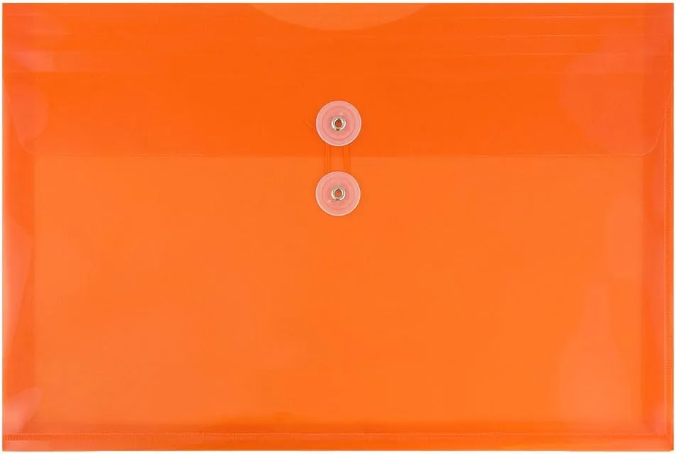 JAM PAPER Plastic Envelopes with Button & String Tie Closure - 12 Pack
