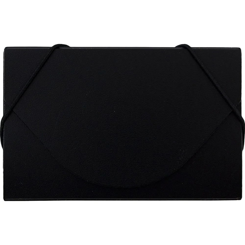 JAM PAPER Plastic Business Card Holder Case with Round Flap - Black Solid - Sold Individually