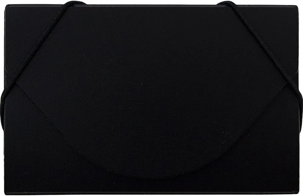 JAM PAPER Plastic Business Card Holder Case with Round Flap - Black Solid - Sold Individually