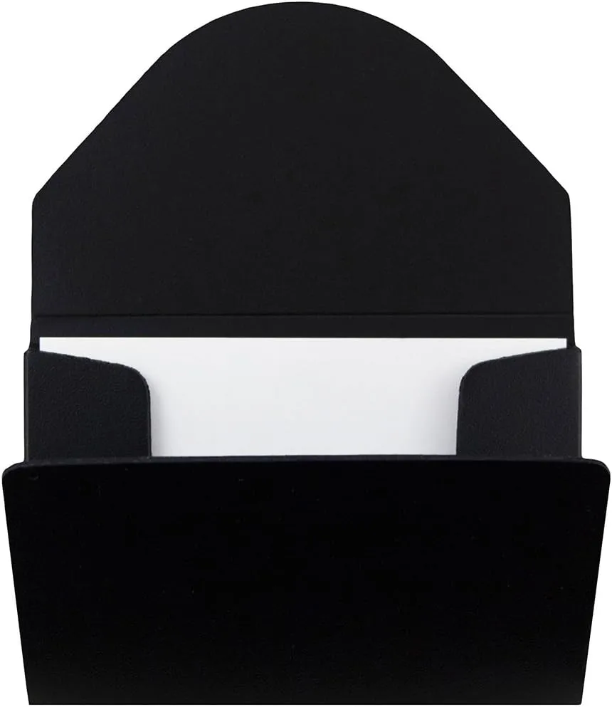 JAM PAPER Plastic Business Card Holder Case with Round Flap - Black Solid - Sold Individually