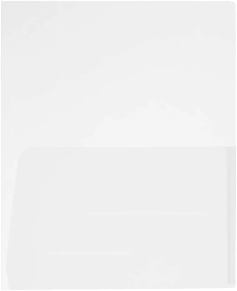 JAM Paper Regular-Weight 2-Pocket Plastic Presentation Folders, 9in x 12in, Clear, Pack Of 6
