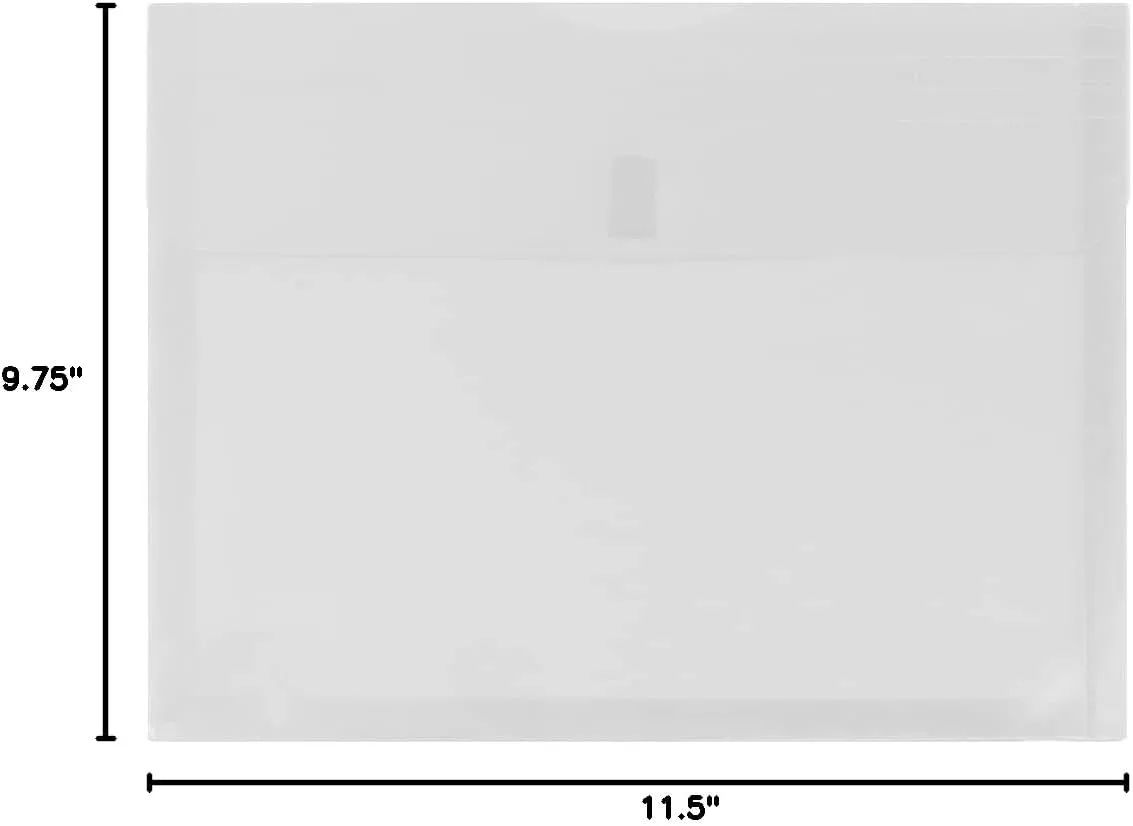 JAM PAPER Plastic Booklet Expansion Envelopes with Hook & Loop Closure - Letter