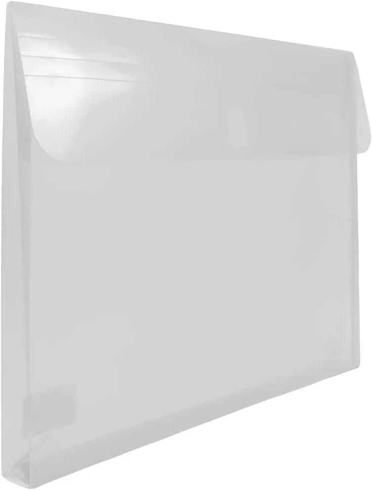 JAM PAPER Plastic Booklet Expansion Envelopes with Hook & Loop Closure - Letter