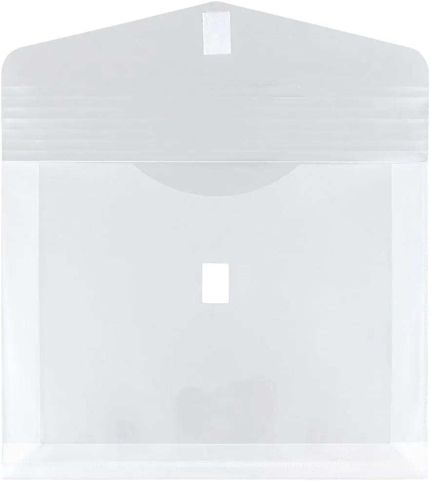 JAM PAPER Plastic Booklet Expansion Envelopes with Hook & Loop Closure - Letter