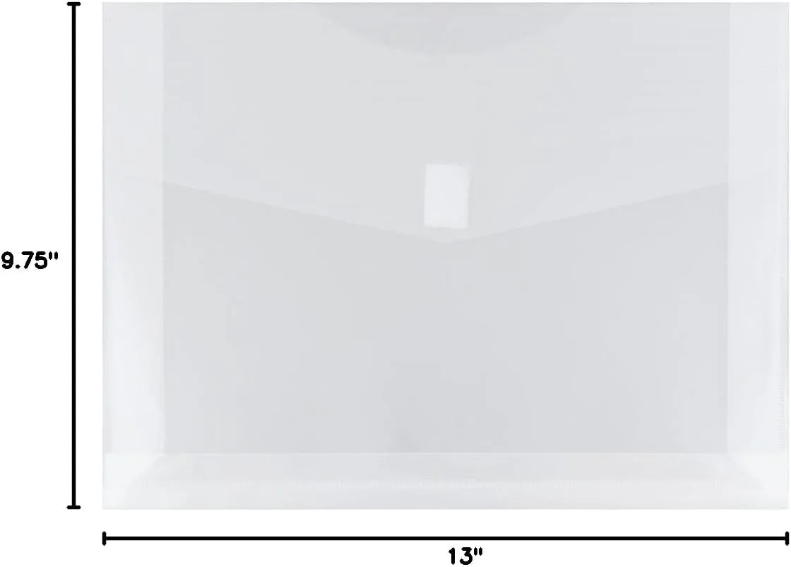 JAM PAPER Plastic Booklet Expansion Envelopes with Hook & Loop Closure - Letter