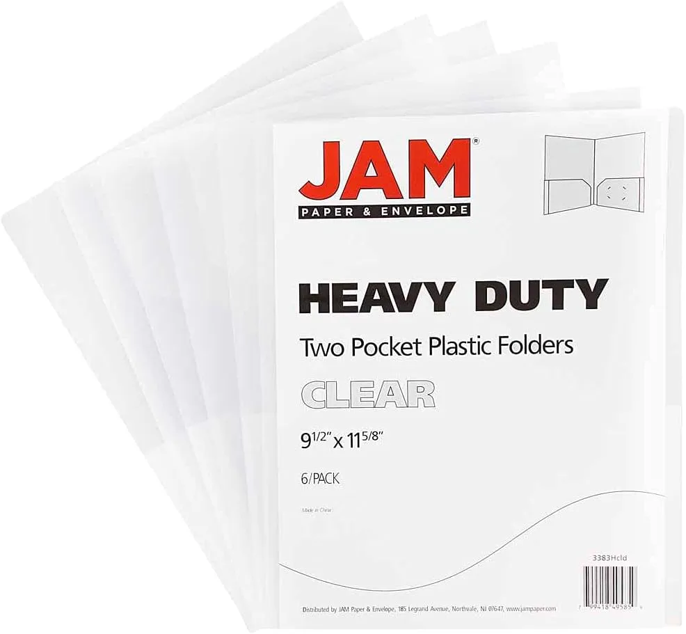 JAM Paper Heavy-Duty 2-Pocket Plastic Presentation Folders - Letter Size