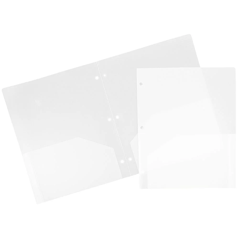 JAM PAPER Heavy Duty Plastic 3-Hole Punched 2-Pocket Presentation Folders