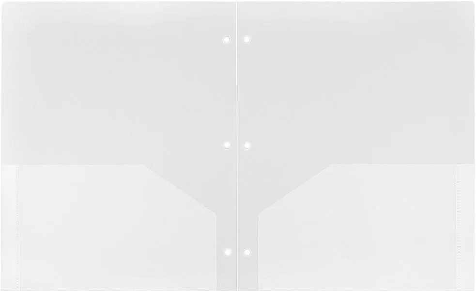 JAM PAPER Heavy Duty Plastic 3-Hole Punched 2-Pocket Presentation Folders