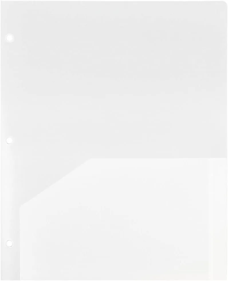 JAM PAPER Heavy Duty Plastic 3-Hole Punched 2-Pocket Presentation Folders