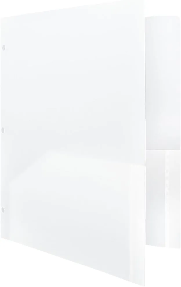 JAM PAPER Heavy Duty Plastic 3-Hole Punched 2-Pocket Presentation Folders