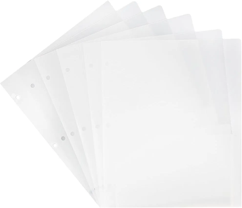 JAM PAPER Heavy Duty Plastic 3-Hole Punched 2-Pocket Presentation Folders