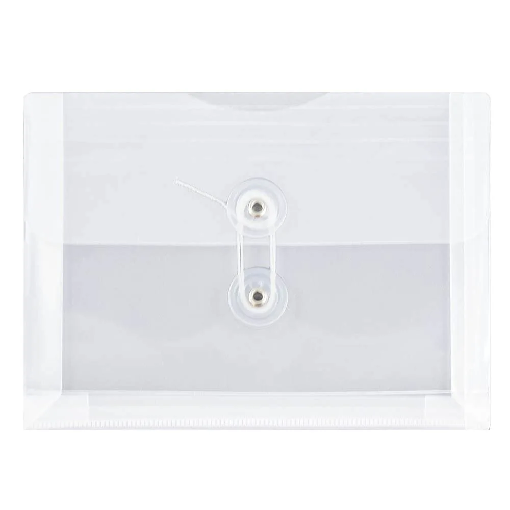 JAM PAPER Plastic Envelopes with Button & String Tie Closure - 12 Pack
