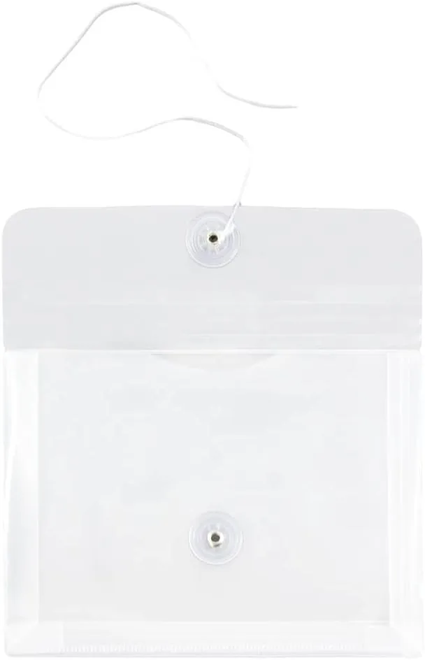 JAM PAPER Plastic Envelopes with Button & String Tie Closure - 12 Pack