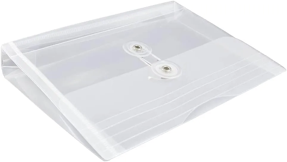 JAM PAPER Plastic Envelopes with Button & String Tie Closure - 12 Pack