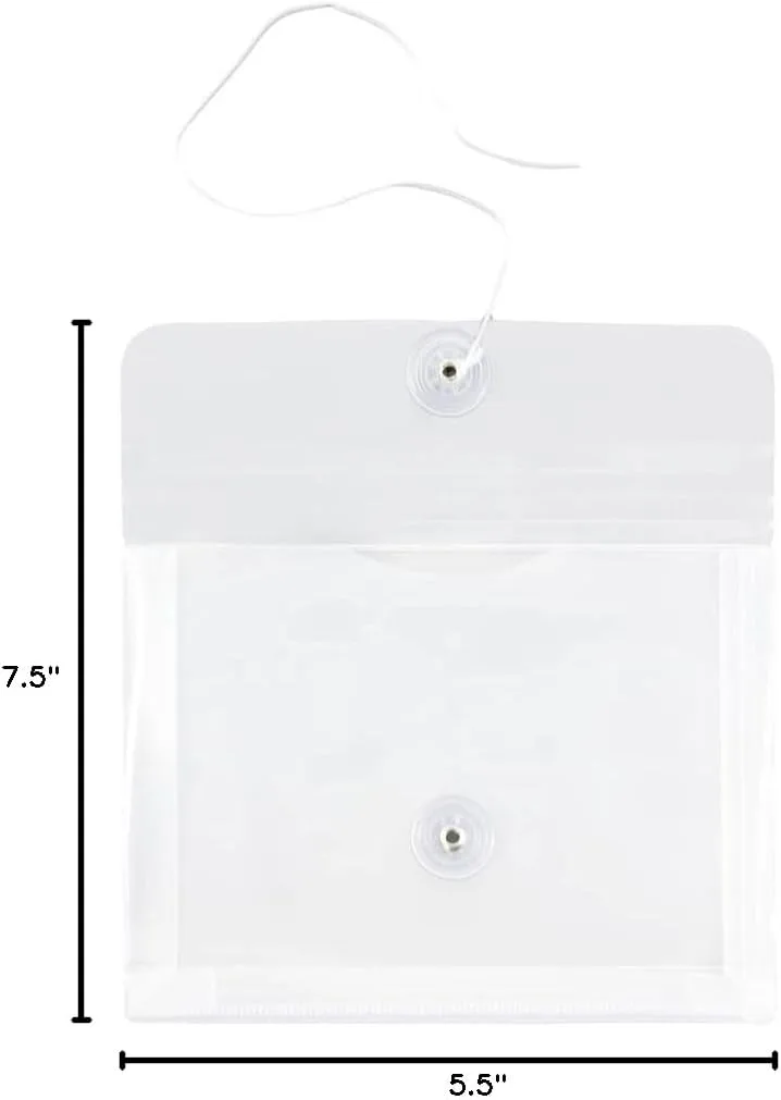 JAM PAPER Plastic Envelopes with Button & String Tie Closure - 12 Pack