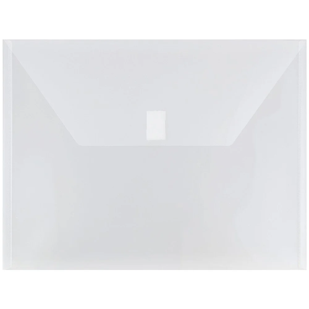 JAM PAPER Plastic Booklet Envelopes with Hook & Loop Closure - Pack of 12
