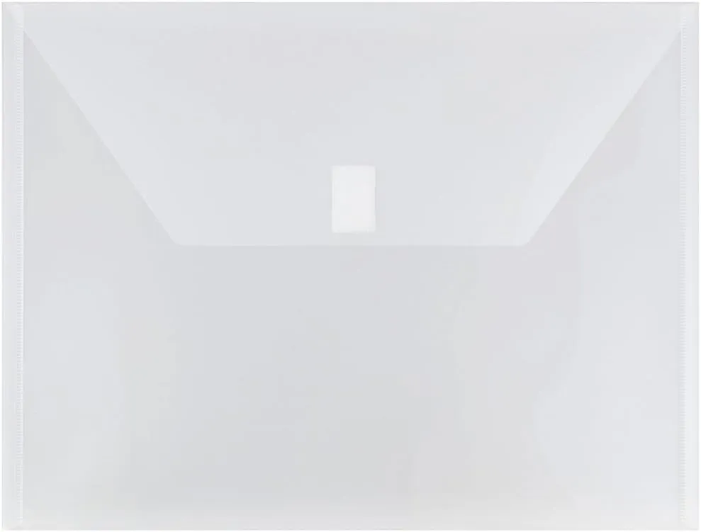 JAM PAPER Plastic Booklet Envelopes with Hook & Loop Closure - Pack of 12