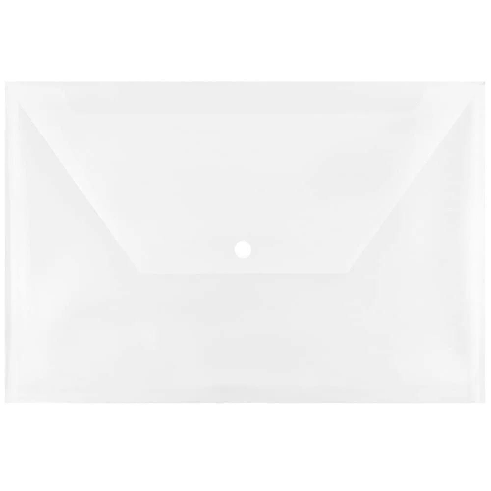 JAM PAPER Plastic Booklet Envelopes with Snap Closure - Clear