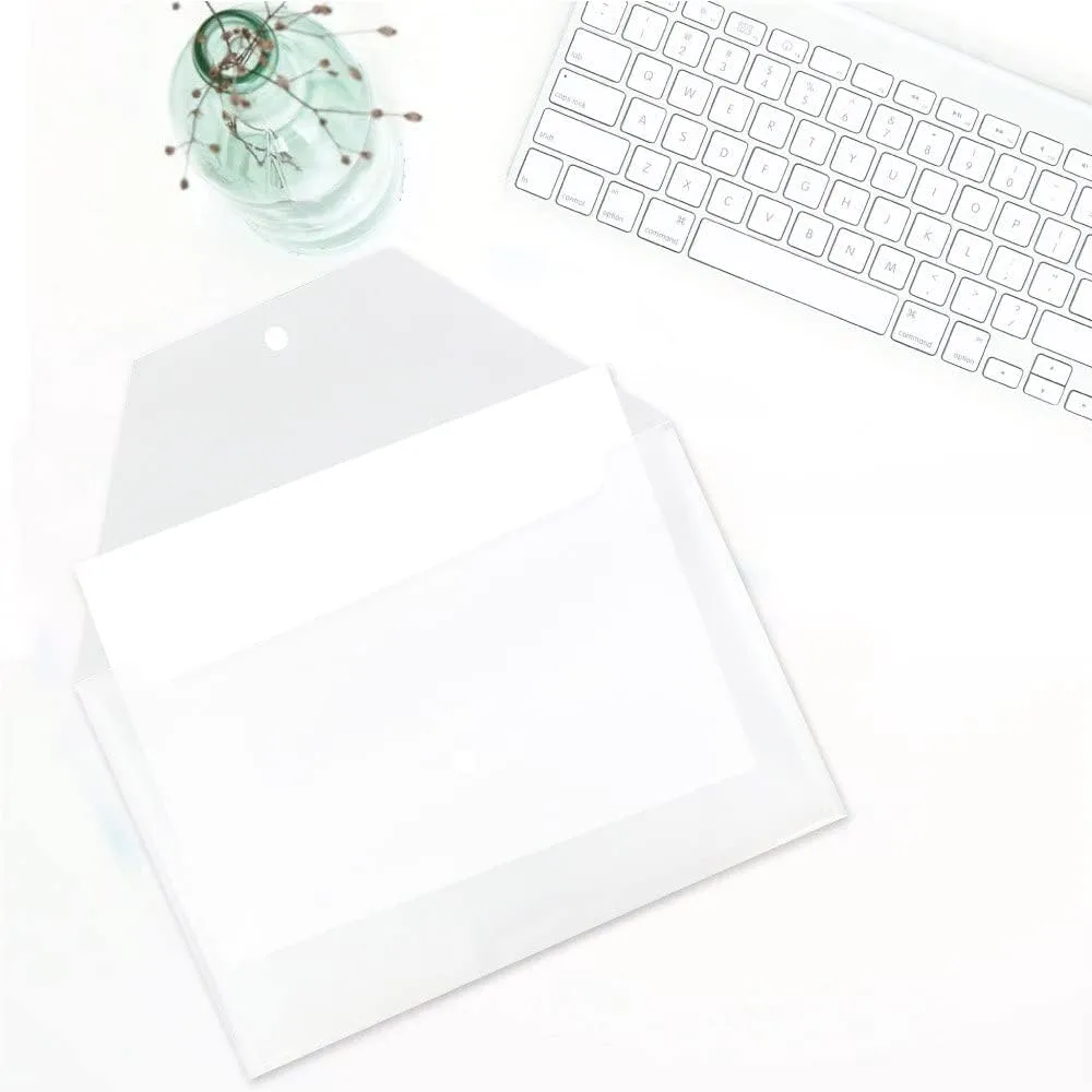 JAM PAPER Plastic Booklet Envelopes with Snap Closure - Clear