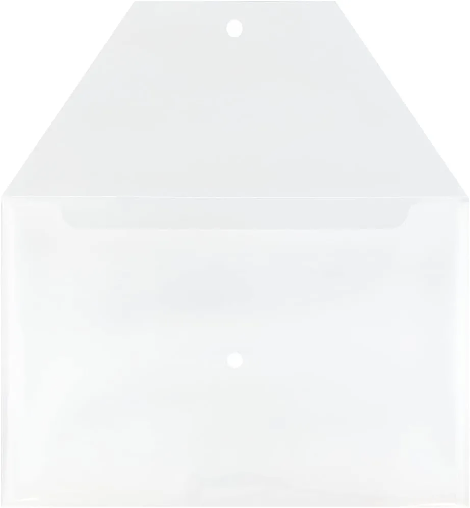 JAM PAPER Plastic Booklet Envelopes with Snap Closure - Clear
