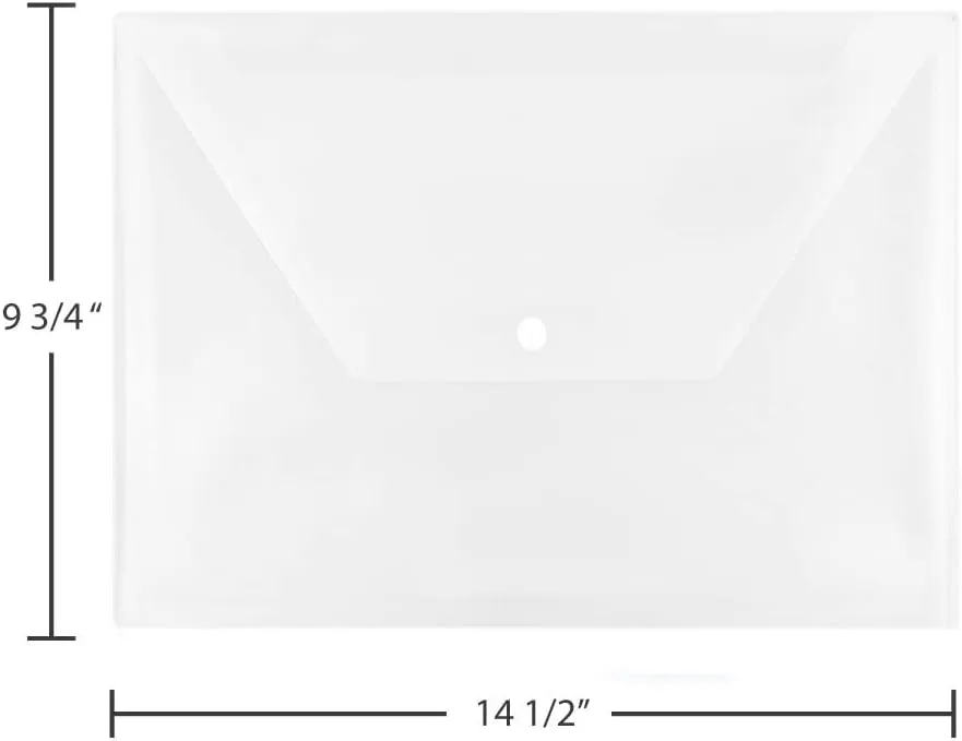 JAM PAPER Plastic Booklet Envelopes with Snap Closure - Clear