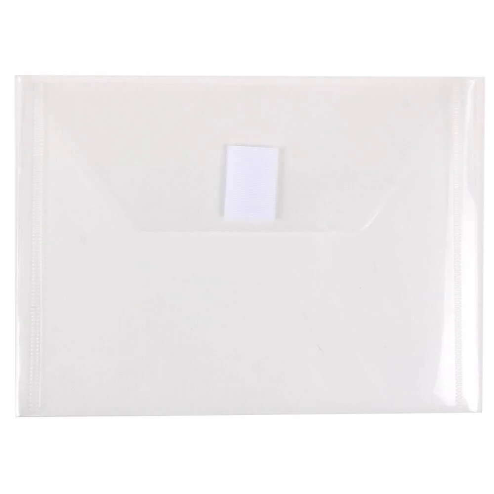 JAM PAPER Plastic Booklet Envelopes with Hook & Loop Closure - Pack of 12