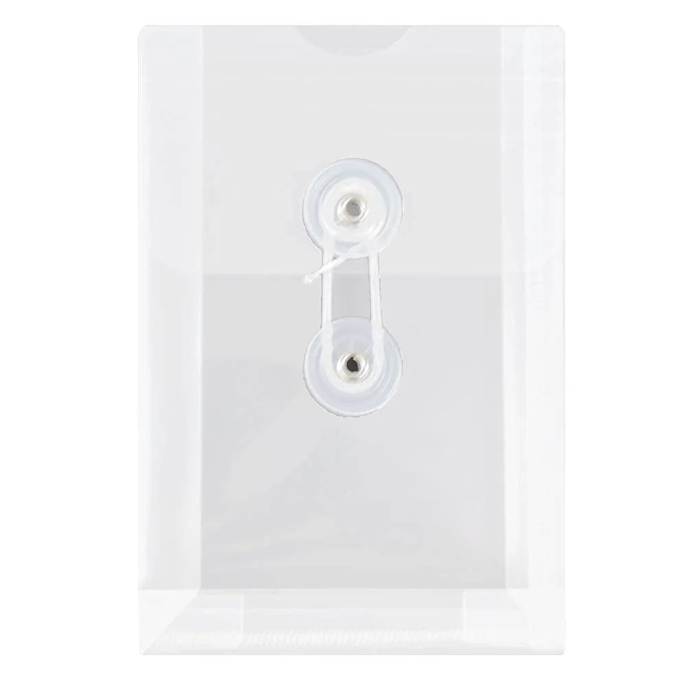 JAM PAPER Open-End Plastic Envelopes, Button & String