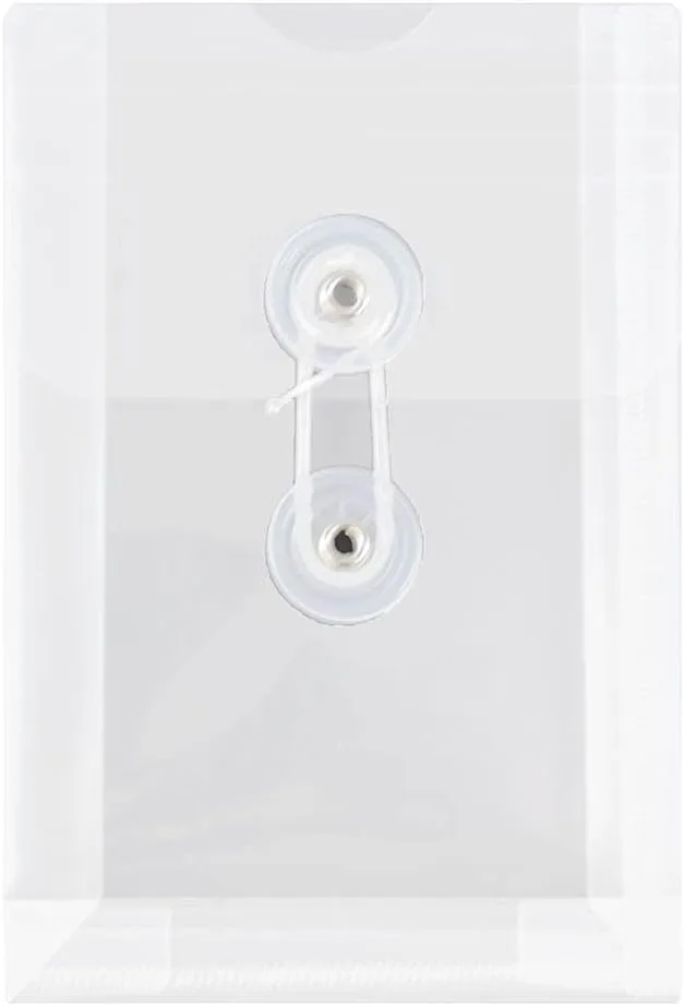 JAM PAPER Open-End Plastic Envelopes, Button & String