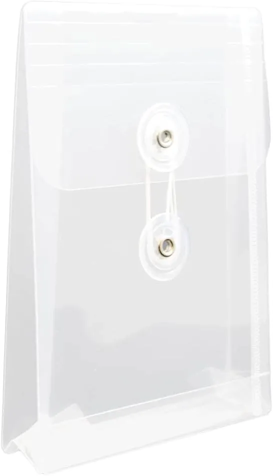 JAM PAPER Open-End Plastic Envelopes, Button & String