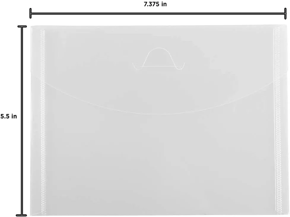 JAM PAPER Plastic Envelopes with Tuck Flap Closure - Clear