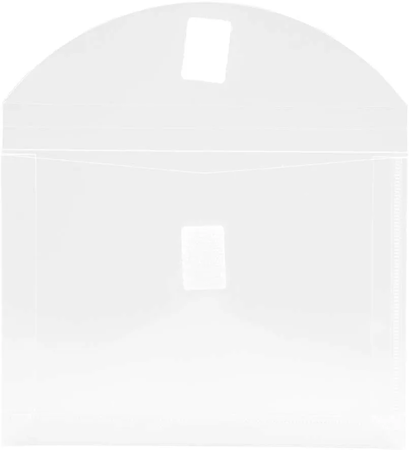 JAM PAPER Plastic Booklet Envelopes with Hook & Loop Closure - Pack of 12