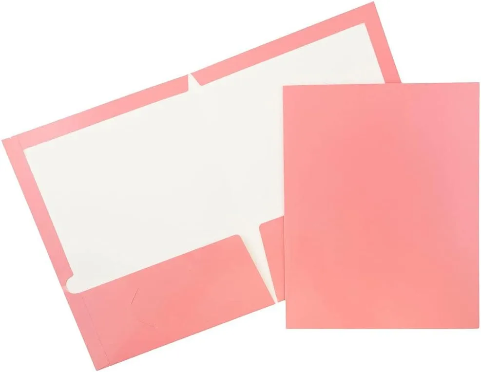 JAM PAPER Laminated Two-Pocket Glossy Presentation Folders - Letter Size