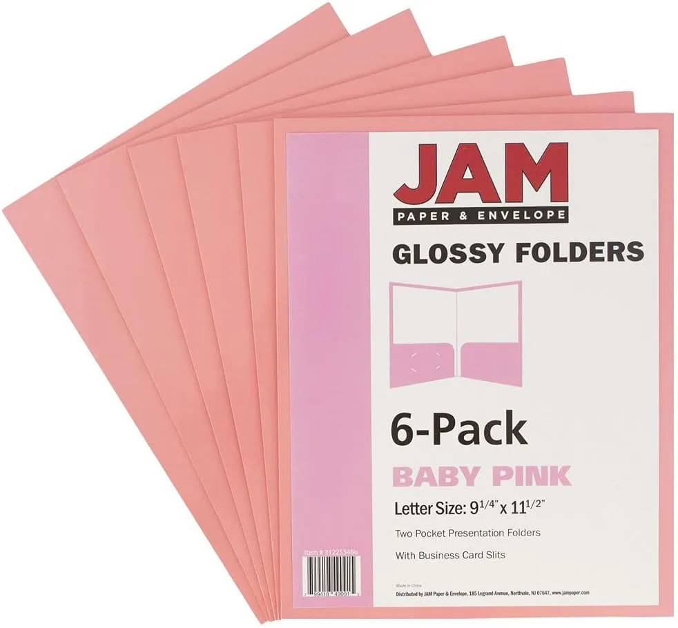 JAM PAPER Laminated Two-Pocket Glossy Presentation Folders - Letter Size