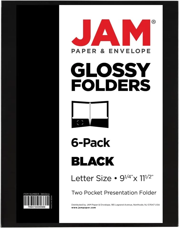 JAM PAPER Laminated Two-Pocket Glossy Presentation Folders - Letter Size