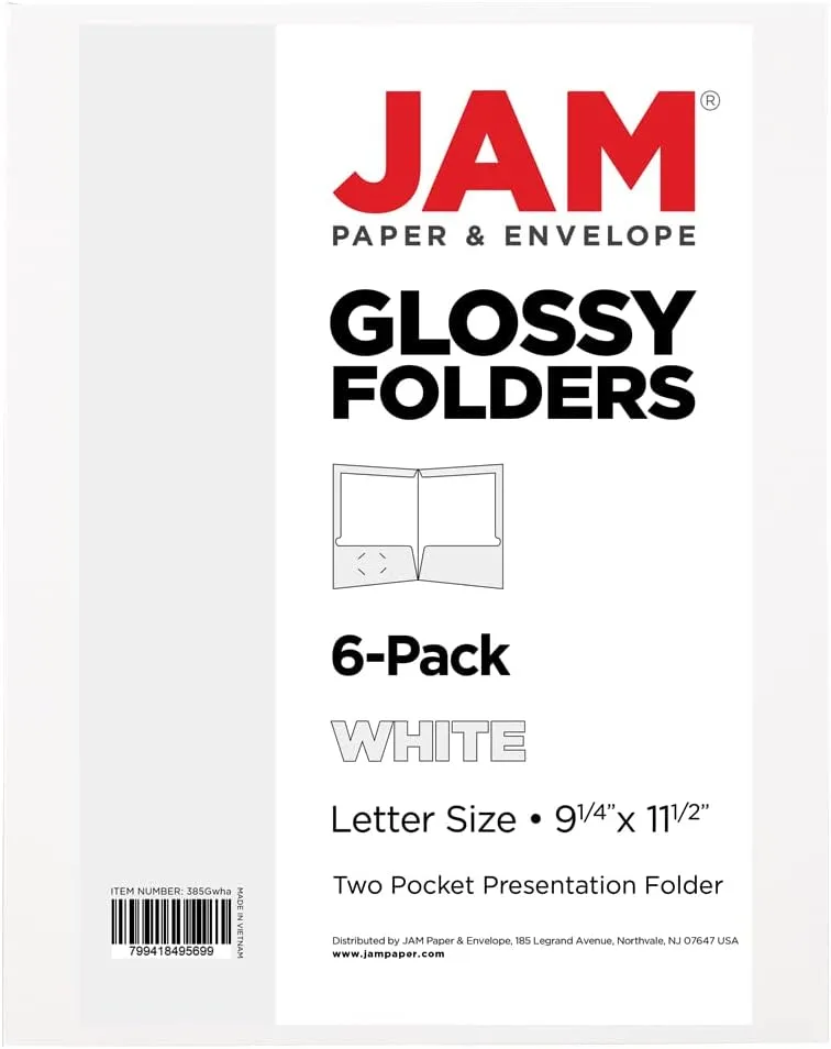 JAM PAPER Laminated Two-Pocket Glossy Presentation Folders - Letter Size