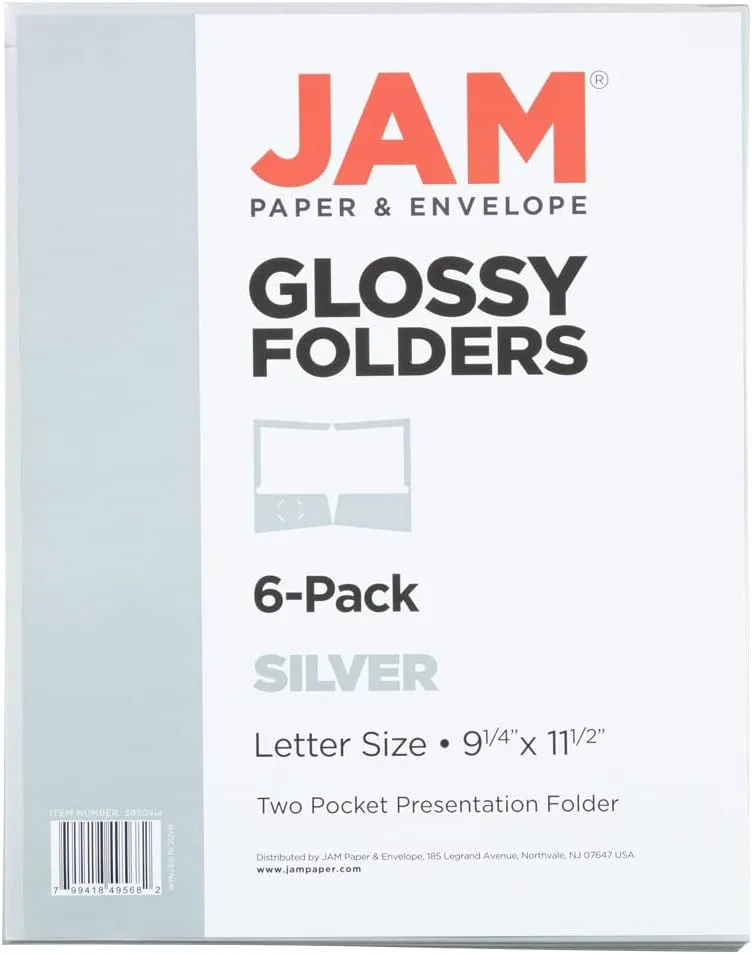 JAM PAPER Laminated Two-Pocket Glossy Presentation Folders - Letter Size