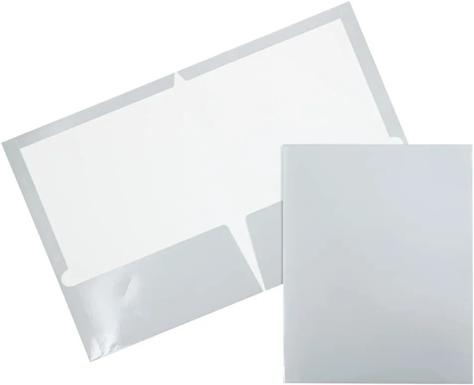 JAM PAPER Laminated Two-Pocket Glossy Presentation Folders - Letter Size