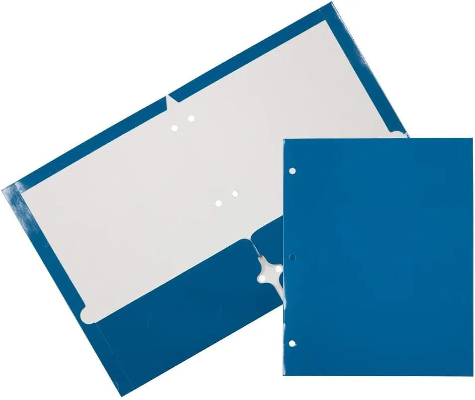 JAM PAPER Laminated Two-Pocket Glossy 3-Hole Letter Size Folders