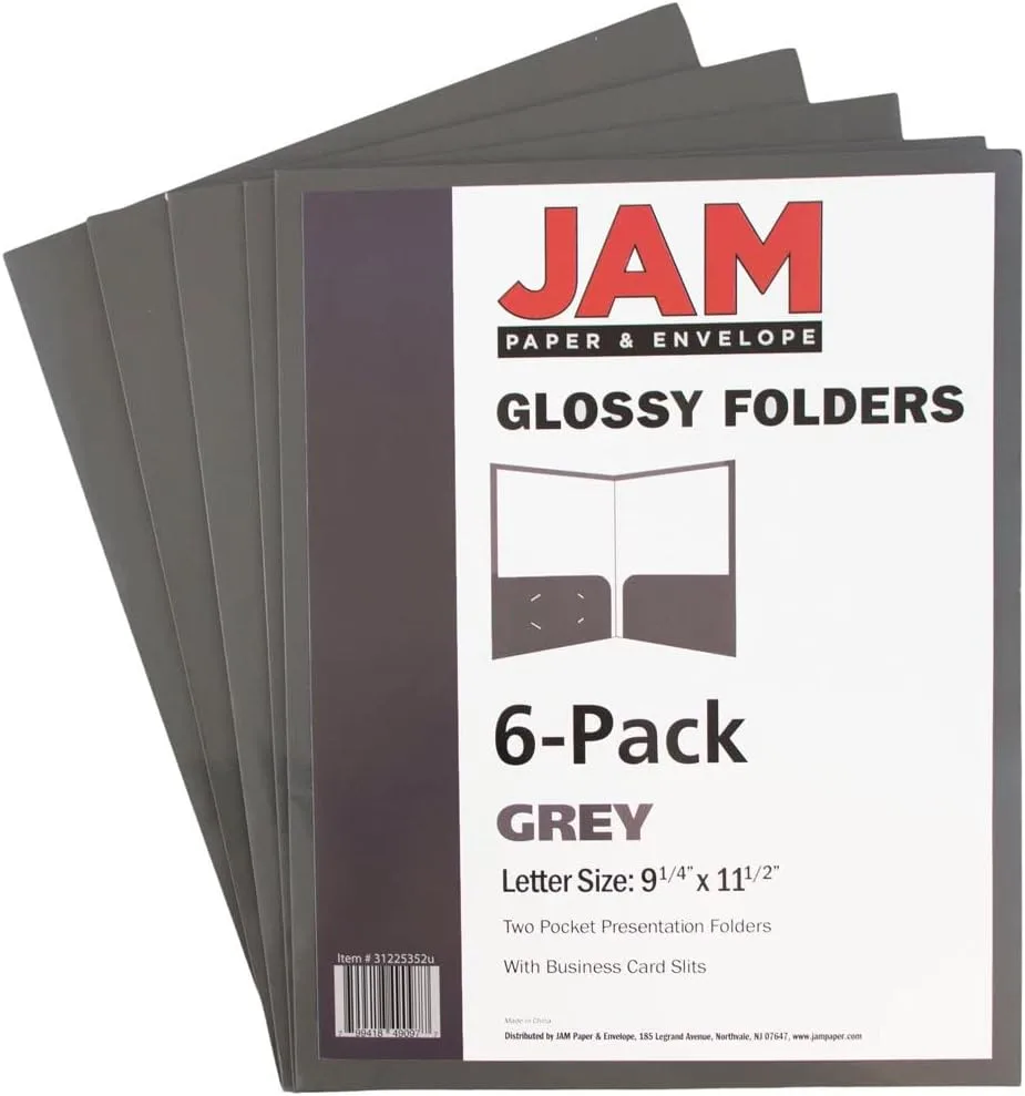 JAM PAPER Laminated Two-Pocket Glossy Presentation Folders - Letter Size