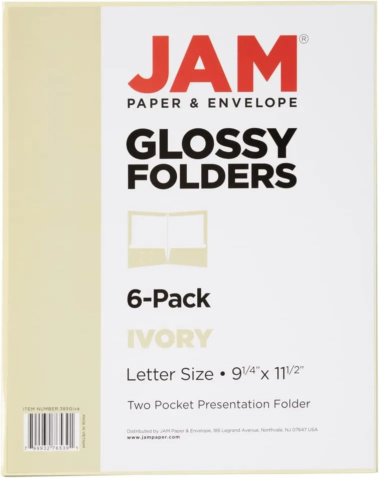 JAM PAPER Laminated Two-Pocket Glossy Presentation Folders - Letter Size