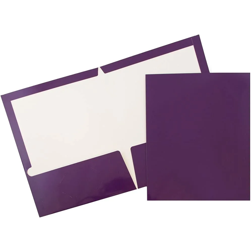 JAM PAPER Laminated Two-Pocket Glossy Presentation Folders - Letter Size