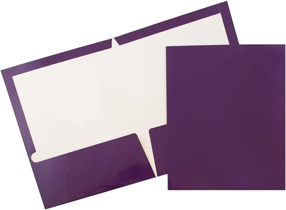 JAM PAPER Laminated Two-Pocket Glossy Presentation Folders - Letter Size