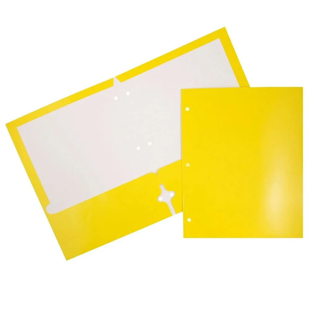 JAM PAPER Laminated Two-Pocket Glossy 3-Hole Letter Size Folders