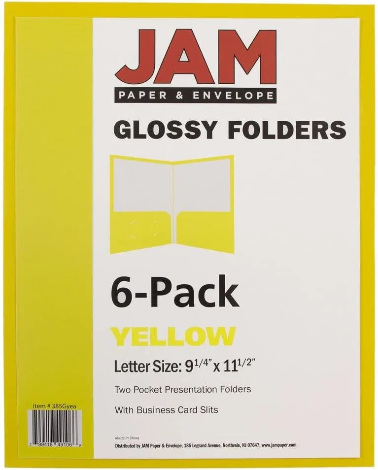 JAM PAPER Laminated Two-Pocket Glossy Presentation Folders - Letter Size