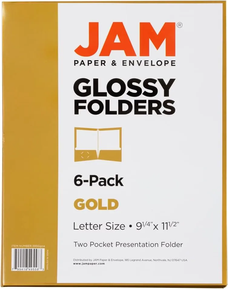 JAM PAPER Laminated Two-Pocket Glossy Presentation Folders - Letter Size