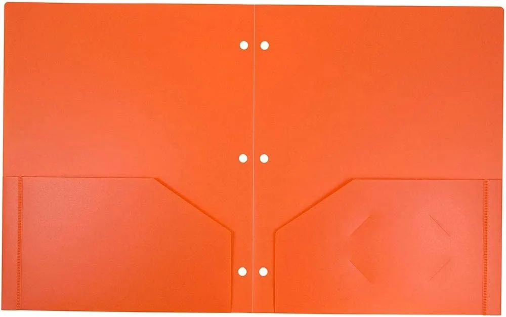 JAM PAPER Heavy Duty Plastic 3-Hole Punched 2-Pocket Presentation Folders