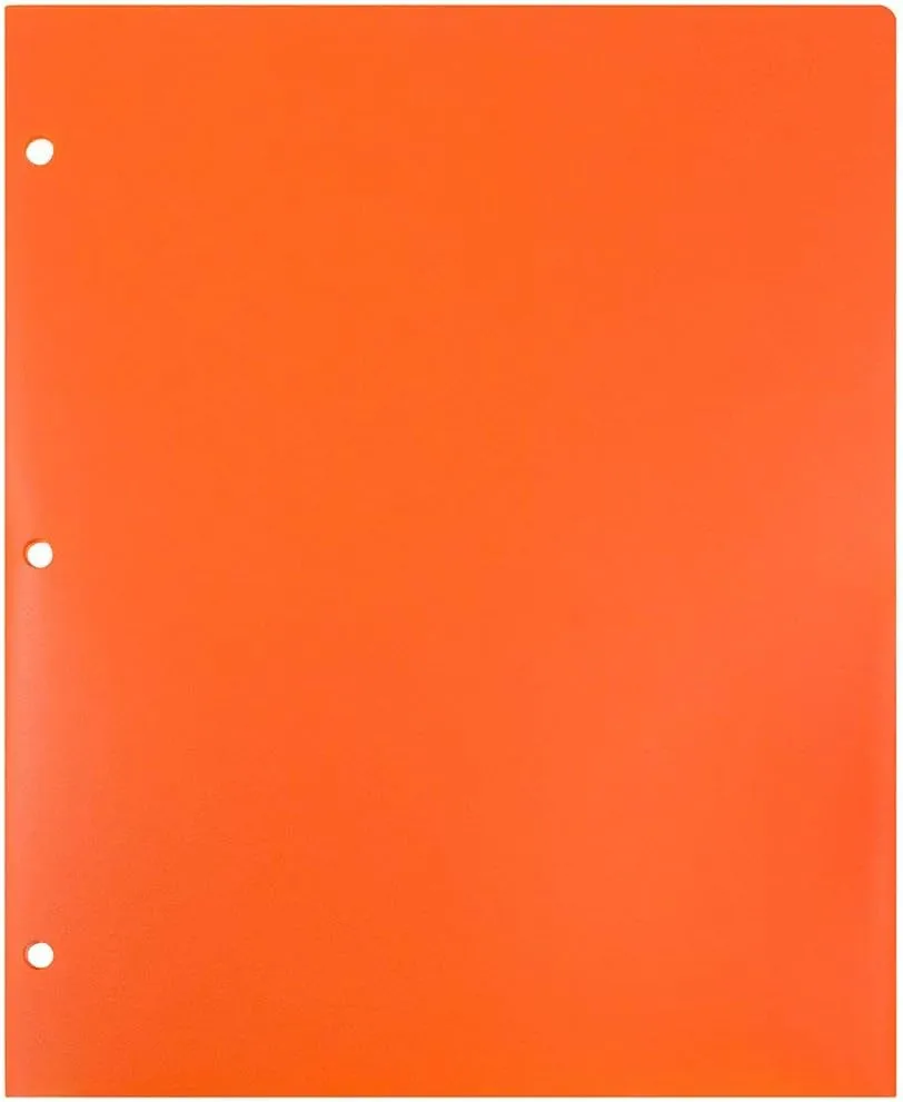 JAM PAPER Heavy Duty Plastic 3-Hole Punched 2-Pocket Presentation Folders