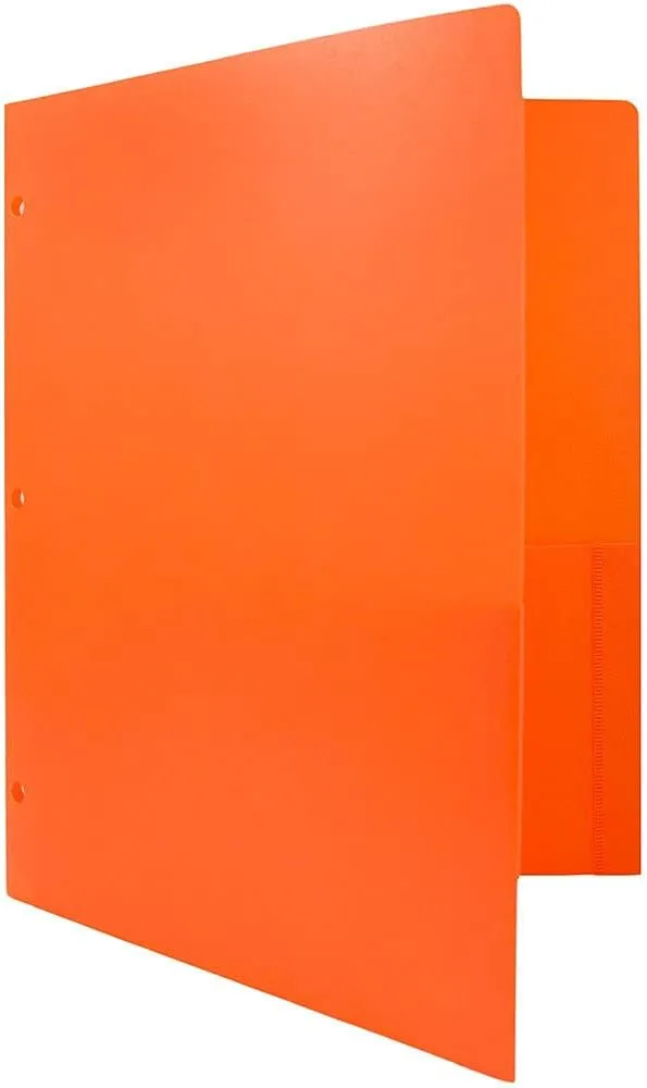 JAM PAPER Heavy Duty Plastic 3-Hole Punched 2-Pocket Presentation Folders