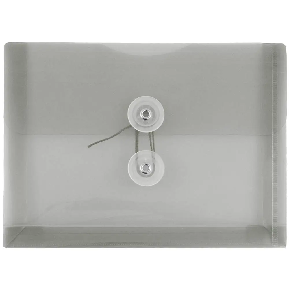 JAM PAPER Plastic Envelopes with Button & String Tie Closure - 12 Pack